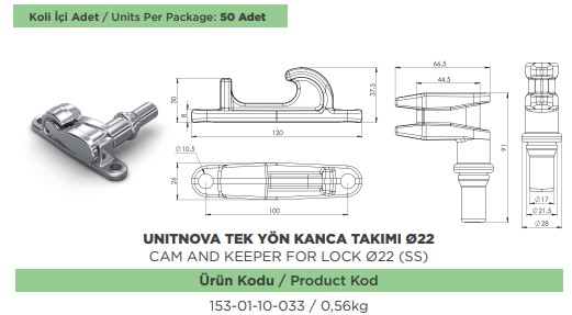 UNITNOVA TEK YON KANCA TAKIMI DOVME CAP 22
